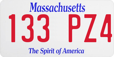 MA license plate 133PZ4