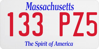 MA license plate 133PZ5