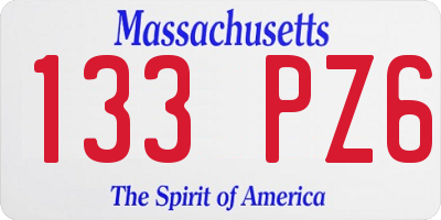 MA license plate 133PZ6