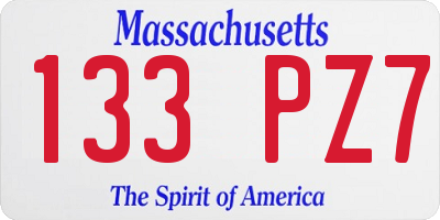 MA license plate 133PZ7