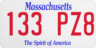 MA license plate 133PZ8