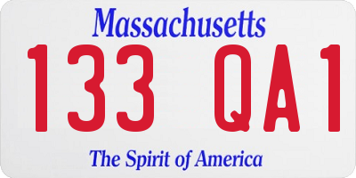 MA license plate 133QA1