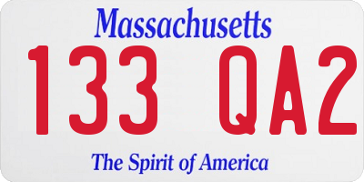 MA license plate 133QA2
