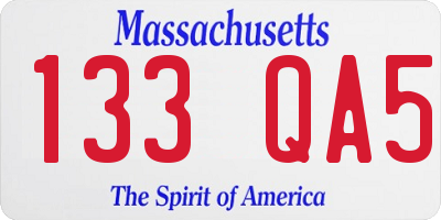 MA license plate 133QA5