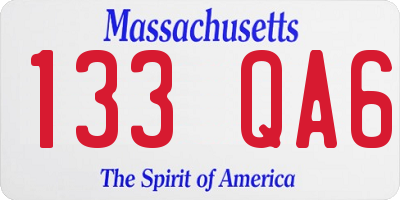 MA license plate 133QA6