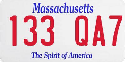 MA license plate 133QA7