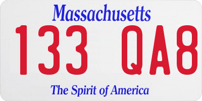 MA license plate 133QA8