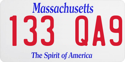 MA license plate 133QA9