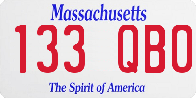 MA license plate 133QB0