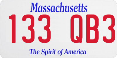 MA license plate 133QB3