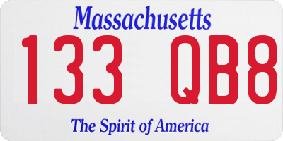 MA license plate 133QB8