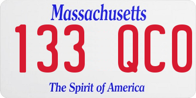 MA license plate 133QC0