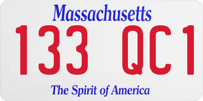 MA license plate 133QC1