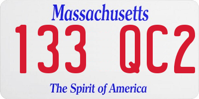 MA license plate 133QC2