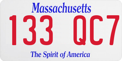 MA license plate 133QC7