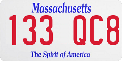 MA license plate 133QC8