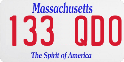 MA license plate 133QD0