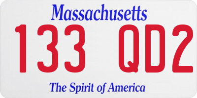 MA license plate 133QD2