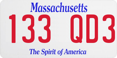 MA license plate 133QD3