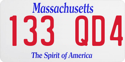MA license plate 133QD4