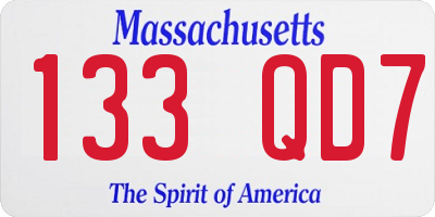 MA license plate 133QD7