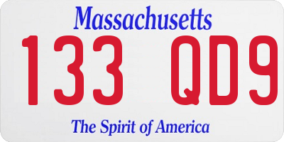 MA license plate 133QD9