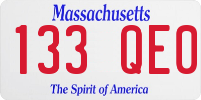 MA license plate 133QE0