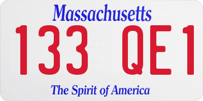 MA license plate 133QE1