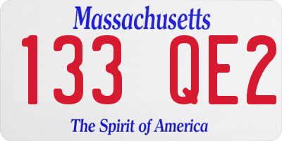 MA license plate 133QE2