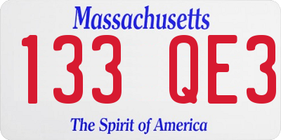 MA license plate 133QE3
