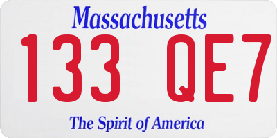 MA license plate 133QE7