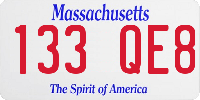 MA license plate 133QE8