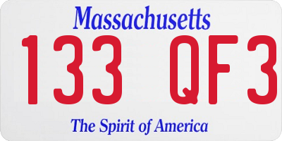 MA license plate 133QF3