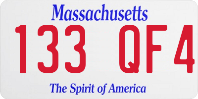 MA license plate 133QF4