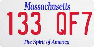 MA license plate 133QF7