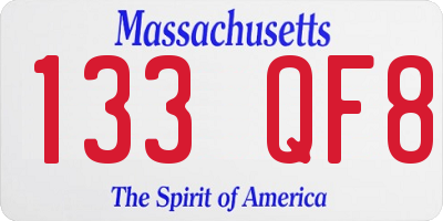 MA license plate 133QF8