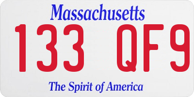 MA license plate 133QF9