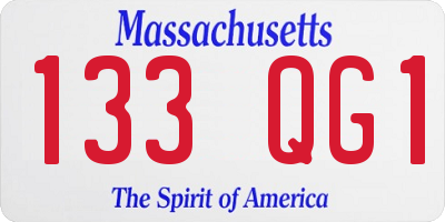 MA license plate 133QG1