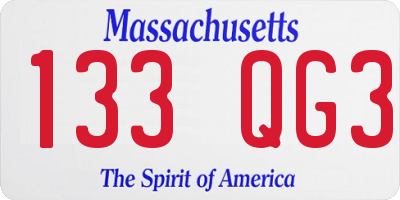MA license plate 133QG3
