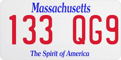 MA license plate 133QG9