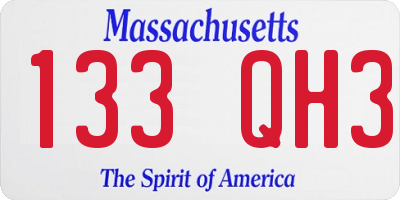 MA license plate 133QH3