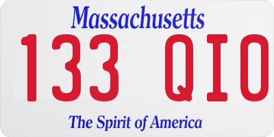 MA license plate 133QI0