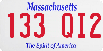MA license plate 133QI2