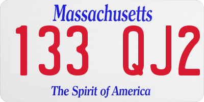 MA license plate 133QJ2