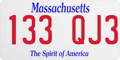 MA license plate 133QJ3