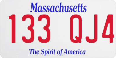 MA license plate 133QJ4