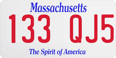 MA license plate 133QJ5