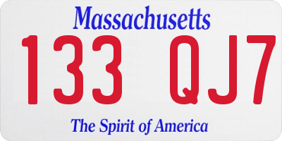 MA license plate 133QJ7