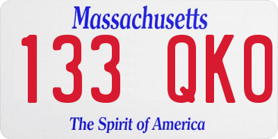 MA license plate 133QK0
