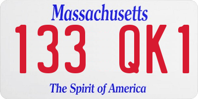 MA license plate 133QK1